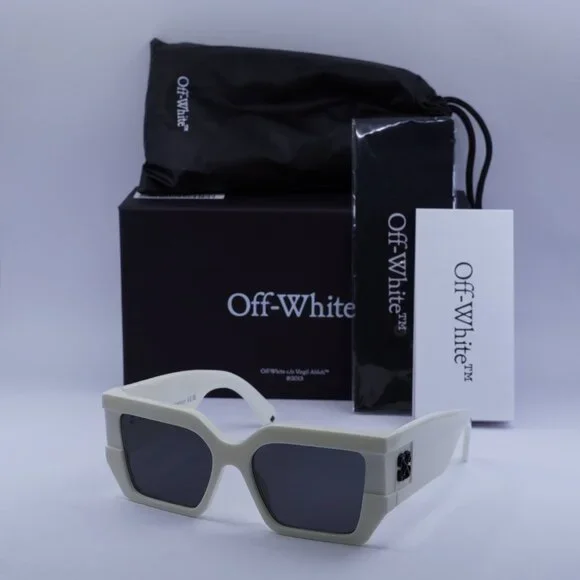 Off-White OERI148 DOVER 0107 Sunglasses White Square Frame, Dark Grey Lenses